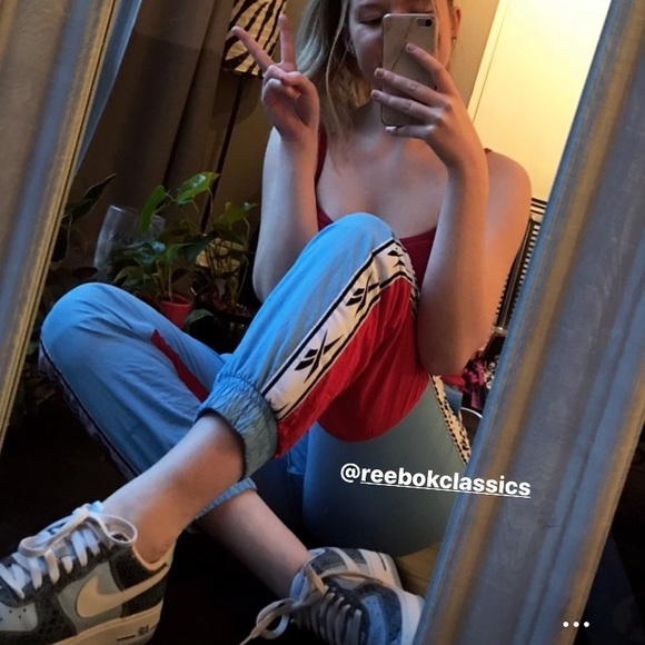 Reebok Pants - Reebok jogger pant in blue & red size S